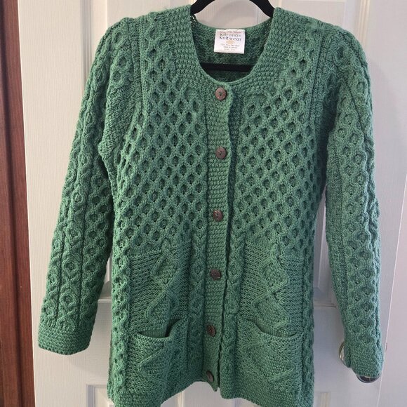 Kilronan Knitwear Irish Cardigan - 100% Pure New Wool - Picture 2 of 5
